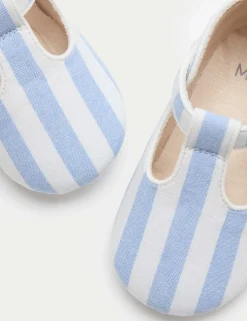 Baby Stripe T-Bar Pram Shoes (0-18 Mths)