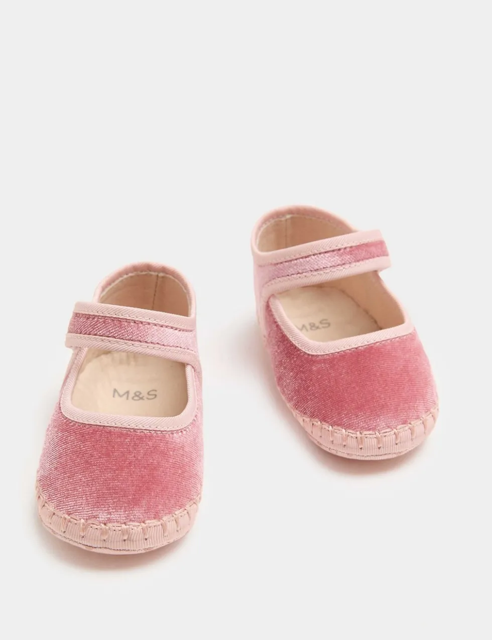 Baby Velvet Stitch Pram Ballet Shoes (0-18 Mths)