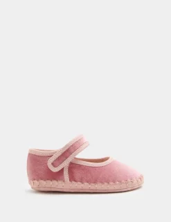 Baby Velvet Stitch Pram Ballet Shoes (0-18 Mths)