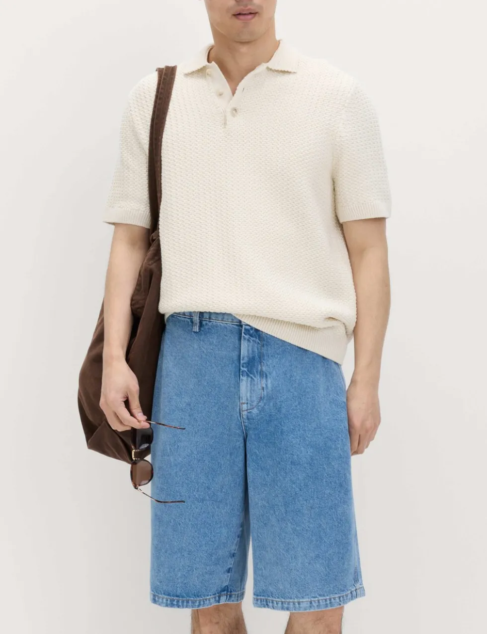 Baggy Fit Pure Cotton Denim Shorts
