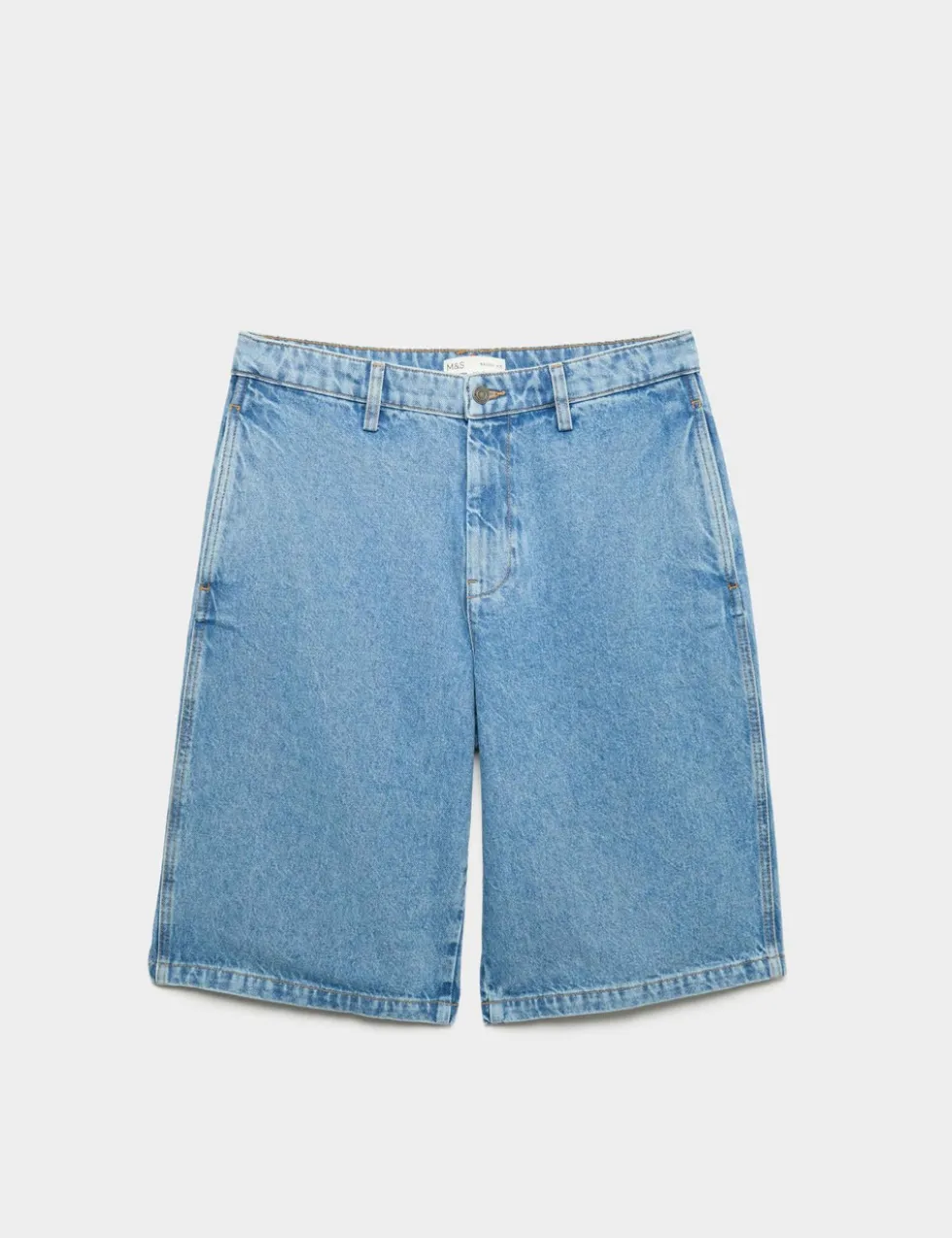 Baggy Fit Pure Cotton Denim Shorts