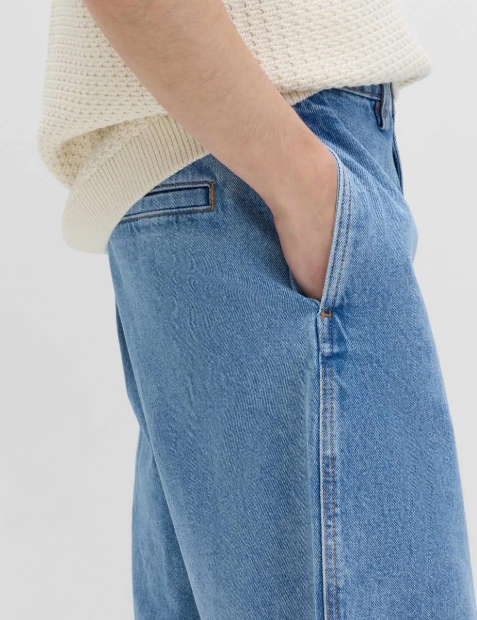 Baggy Fit Pure Cotton Denim Shorts