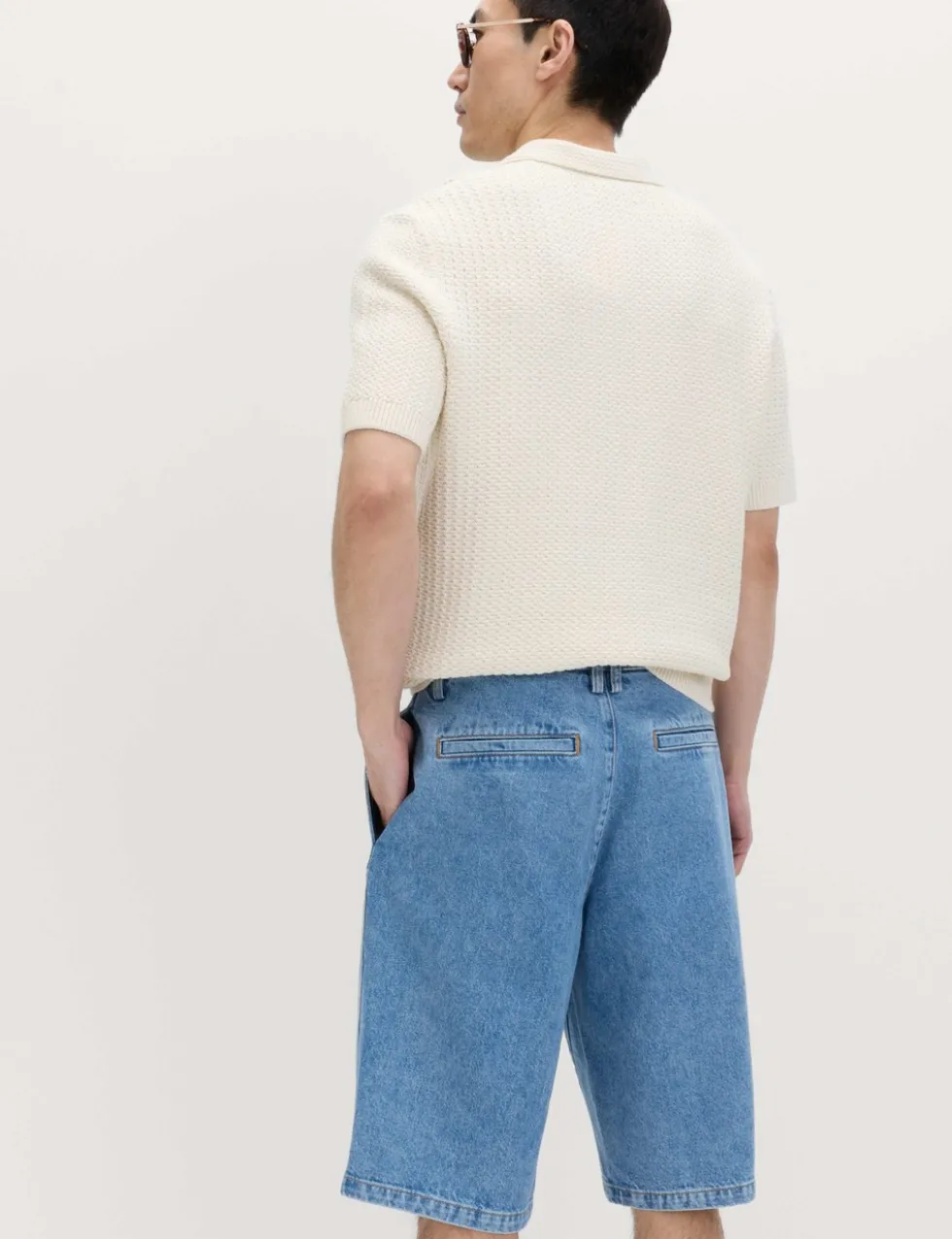 Baggy Fit Pure Cotton Denim Shorts