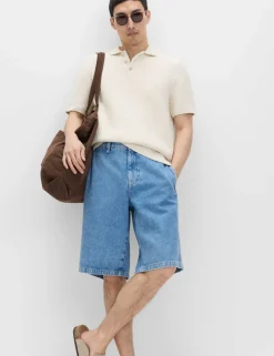 Baggy Fit Pure Cotton Denim Shorts
