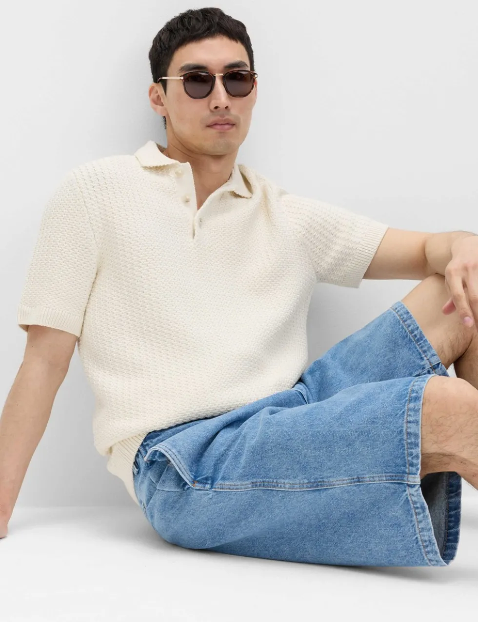 Baggy Fit Pure Cotton Denim Shorts