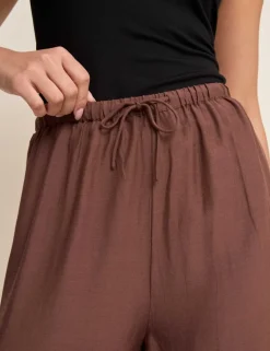 Balloon Cuffed Relaxed Trousers with Linen