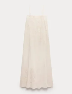 Bandeau Embroidered Dress With Linen