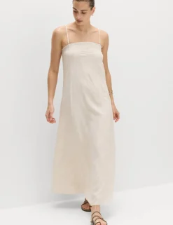 Bandeau Embroidered Dress With Linen