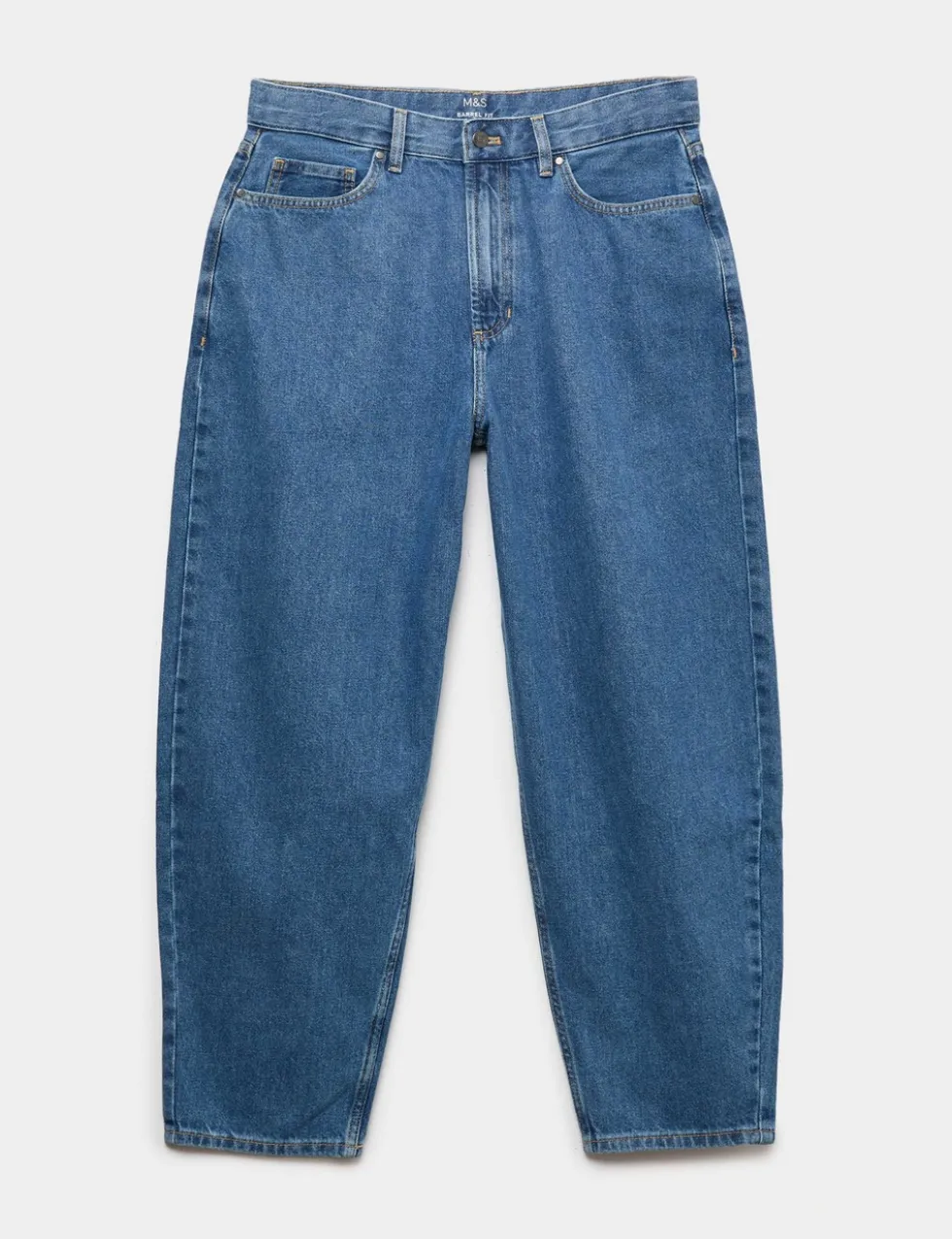 Barrel Fit Pure Cotton Rigid Jeans