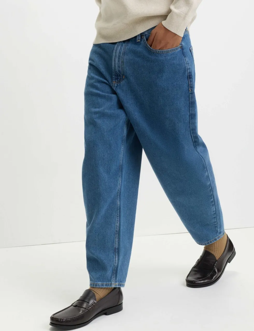 Barrel Fit Pure Cotton Rigid Jeans