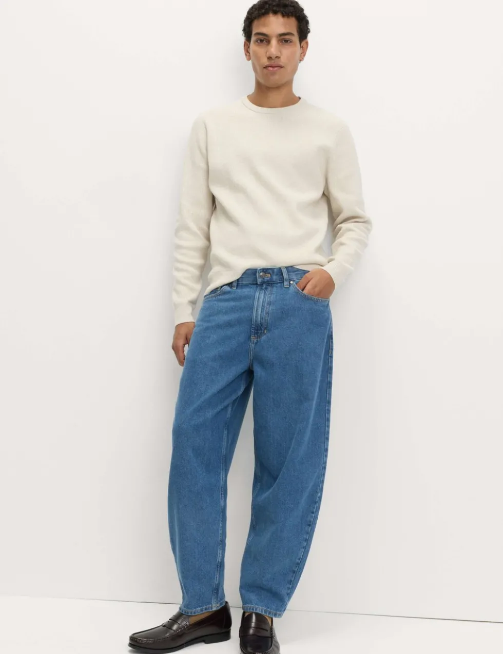 Barrel Fit Pure Cotton Rigid Jeans