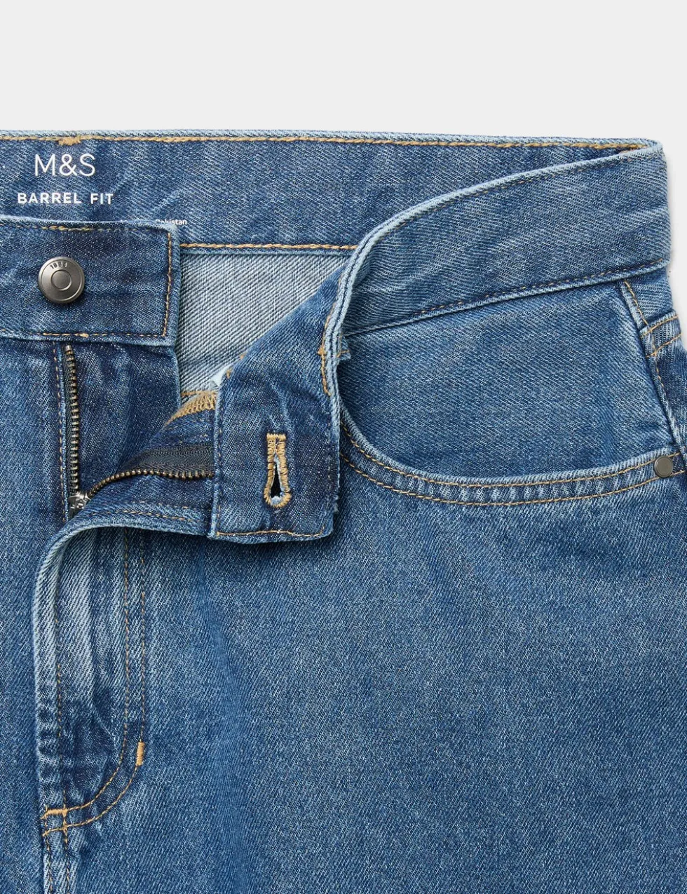 Barrel Fit Pure Cotton Rigid Jeans