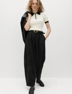 Barrel Pleat Front Tapered Trousers
