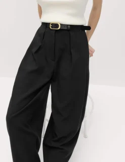Barrel Pleat Front Tapered Trousers