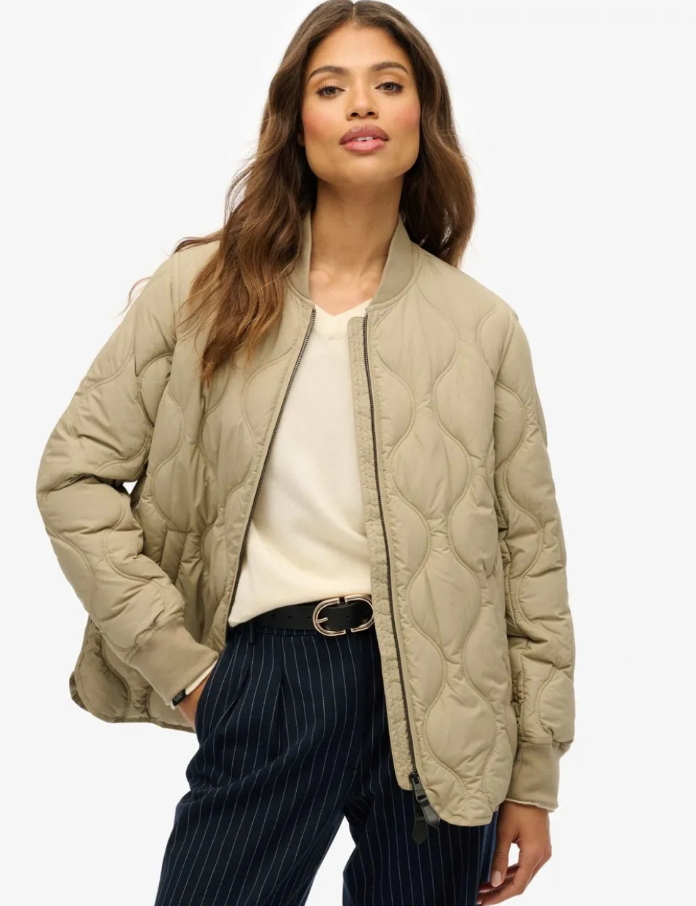 Baseball Collar Relaxed Quilted Jacket