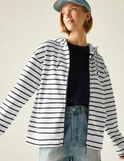 Bayletta Cotton Rich Striped Zip Up Hoodie