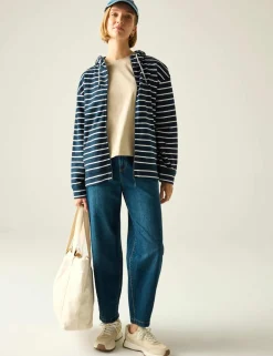 Bayletta Cotton Rich Striped Zip Up Hoodie