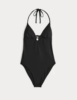 Bead Detail Padded Halterneck Swimsuit