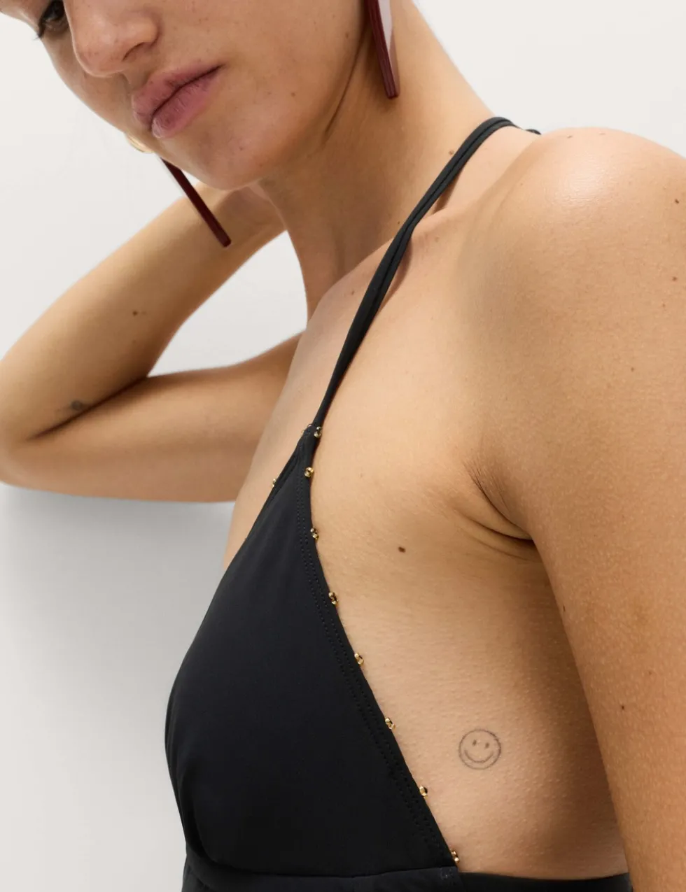 Bead Detail Padded Halterneck Swimsuit