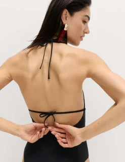 Bead Detail Padded Halterneck Swimsuit