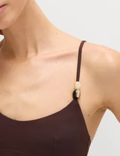 Bead Detail Scoop Neck Tankini Top