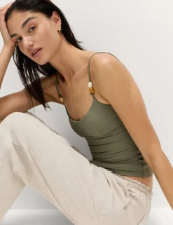 Bead Detail Scoop Neck Tankini Top
