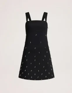 Beaded Square Neck Mini Shift Dress