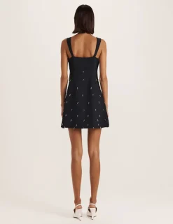 Beaded Square Neck Mini Shift Dress