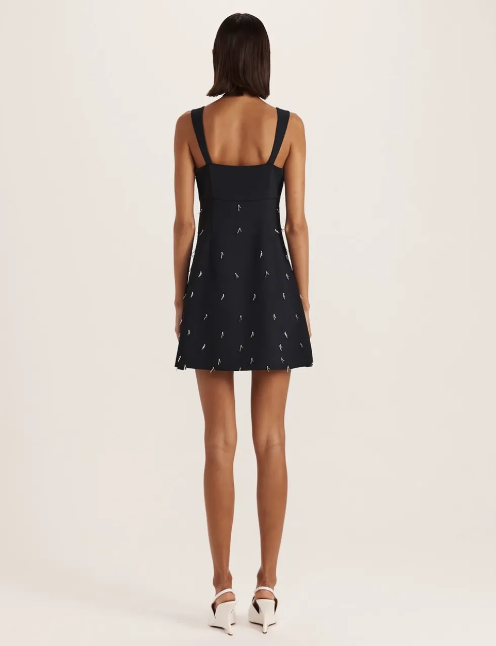 Beaded Square Neck Mini Shift Dress