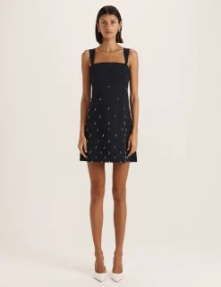 Beaded Square Neck Mini Shift Dress