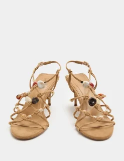 Beaded Strappy Stiletto Sandals
