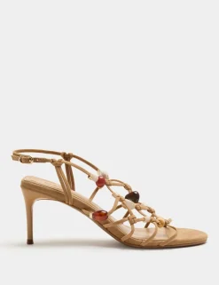 Beaded Strappy Stiletto Sandals