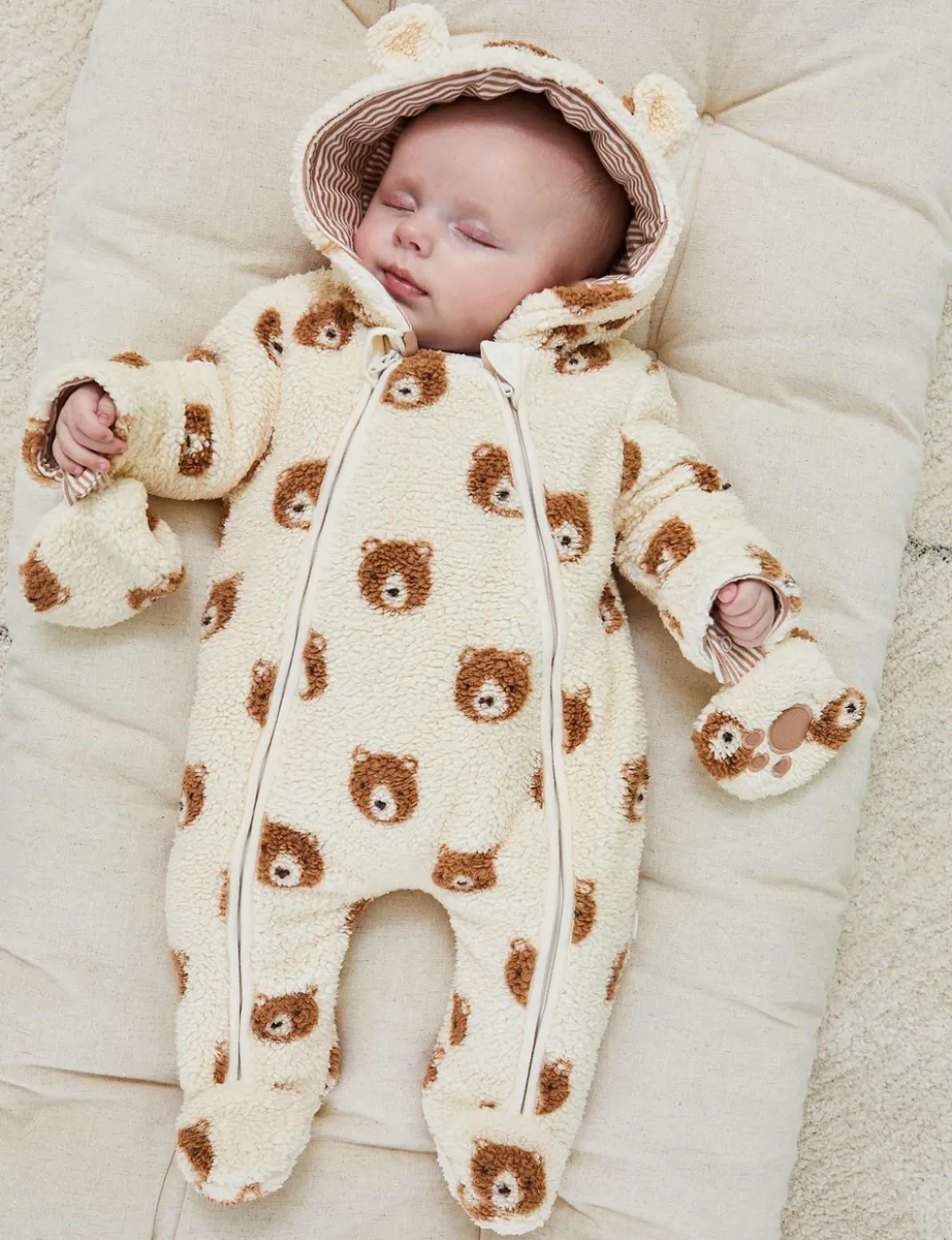 Bear Print Zip Pramsuit (7lbs-12 Mths)