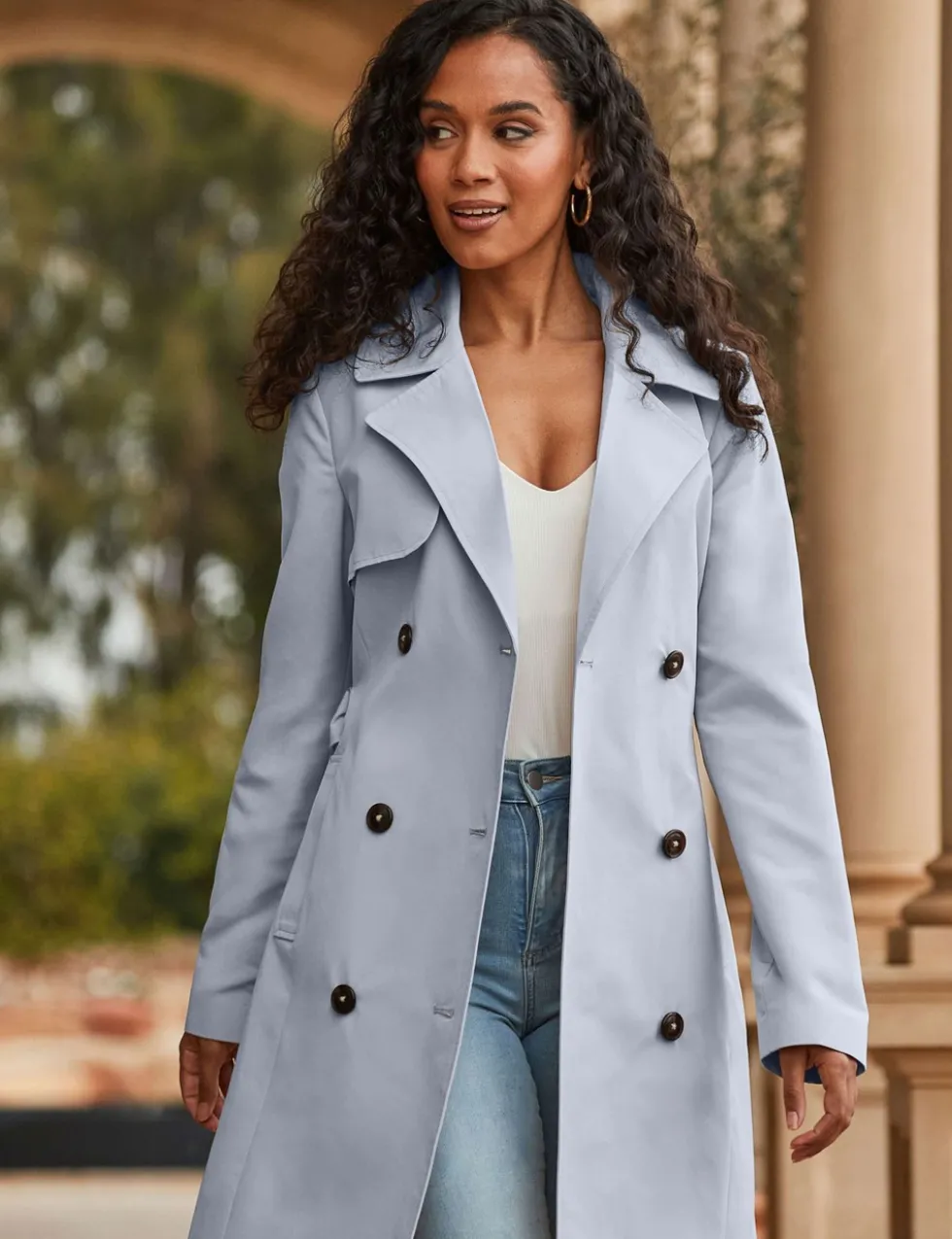 Belted Double Breasted Longline Trench Coat