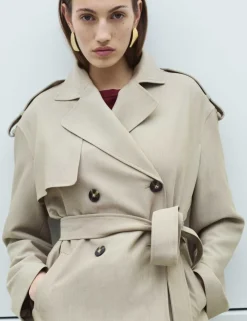 Belted Double Breasted Short Trench Coat