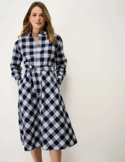 Belted Midi Shirt Dress with Linen