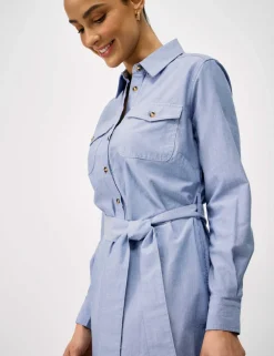 Belted Mini Shirt Dress with Linen