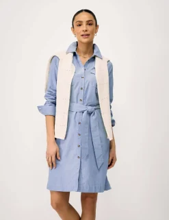 Belted Mini Shirt Dress with Linen