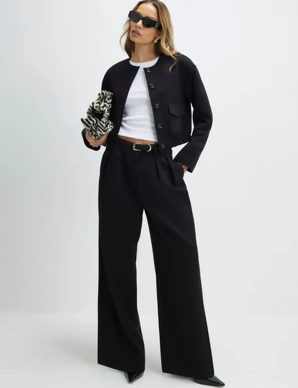Belted Wide Leg Trousers