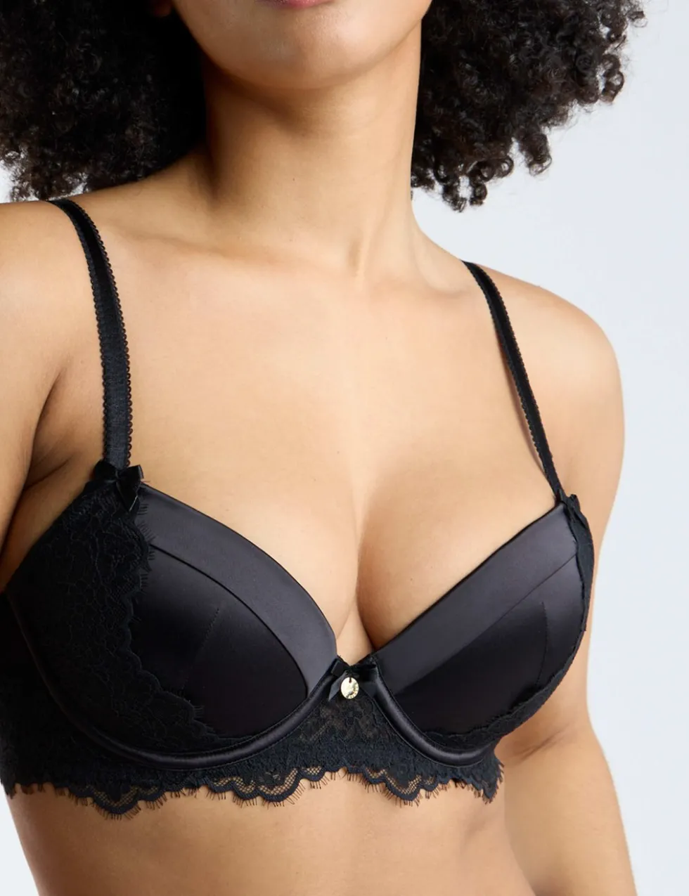 Betsy Pleated Lace Trim Wired Bra (B-F)