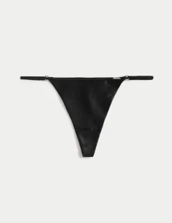 Black Label Satin Tanga Thong