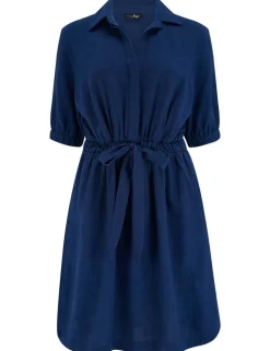 Blair Half Placket Channel Waist Shirt Dress