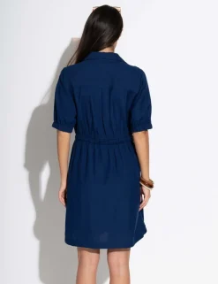 Blair Half Placket Channel Waist Shirt Dress