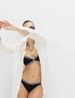 Blanket Stitch High Waisted Bikini Bottoms