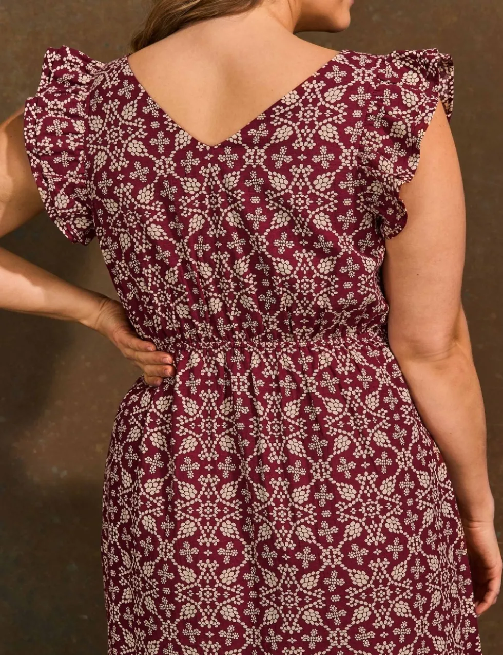 Boho Floral V-Neck Midi Tea Dress