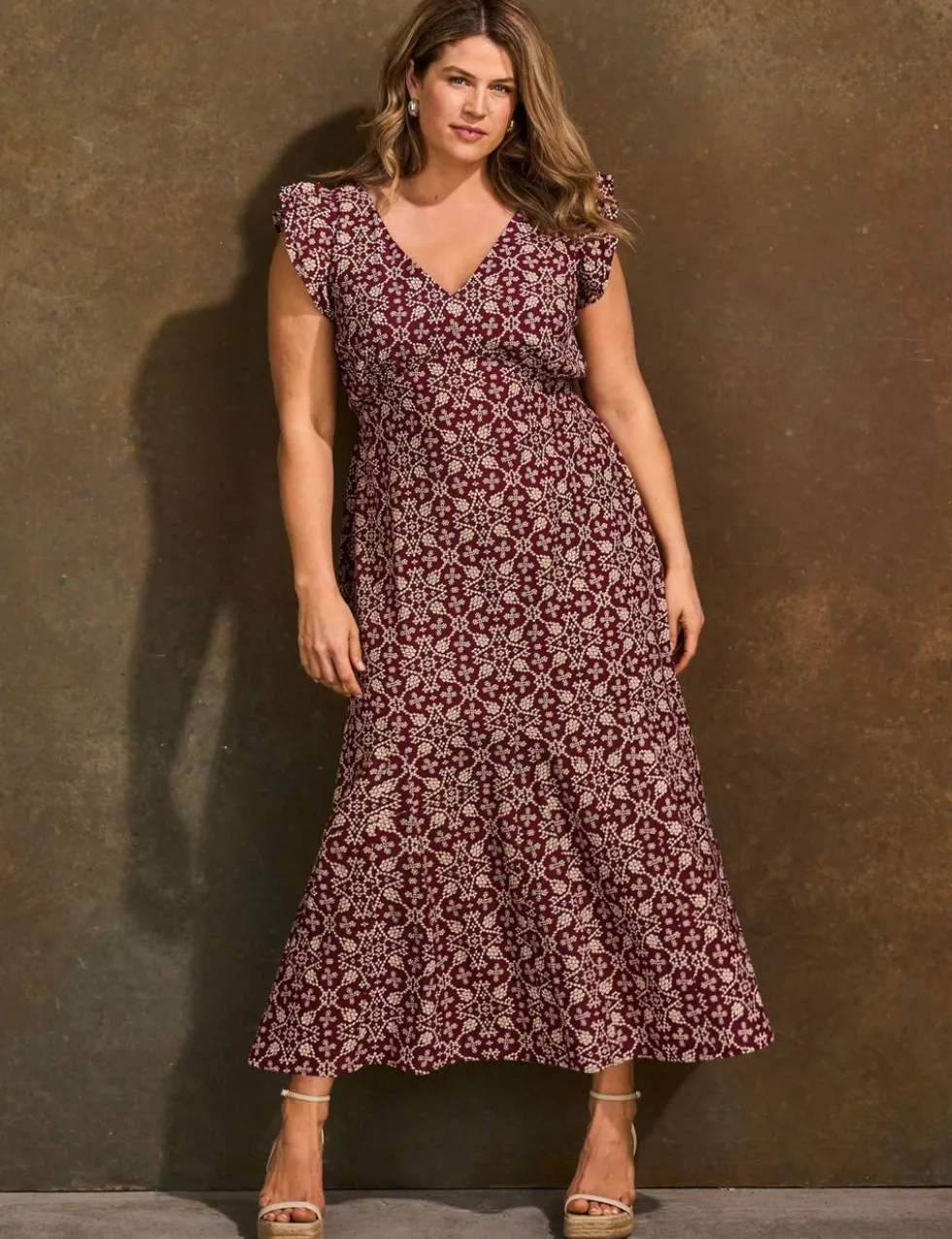 Boho Floral V-Neck Midi Tea Dress