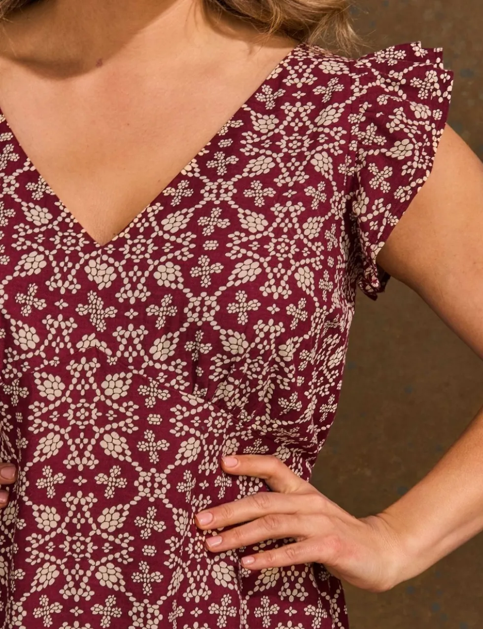 Boho Floral V-Neck Midi Tea Dress