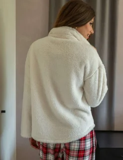 Borg High Neck Quarter Zip Top