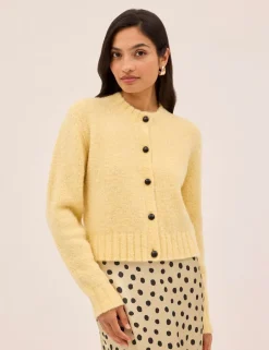 Bouclé Button Front Relaxed Cardigan