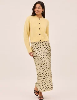 Bouclé Button Front Relaxed Cardigan